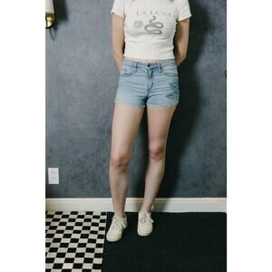 Women's Embroidered Mid-rise Denim Shorts
